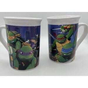 TMNT Pair Of 2 Teenage Mutant Ninja Turtles Coffee Mugs Cups Viacom 2016 Coffee